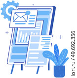 Information in newsletter in digital envelope. Online subscription for news, newspapers electronic publication for subscribers. Receives email via internet. File document data analysis. Unread message. Information in newsletter in digital envelope. Online subscription for news, newspapers, electronic publication. Стоковая иллюстрация, агентство Ingram Publishing / Фотобанк Лори
