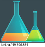 Medical structure and blood components. Flask with biomaterial components, test tube flask with substance for researchers. Liquid laboratory analysis. Chemical lab science medical research laboratory. Vector medical icon structure and blood components. Flask with biomaterial components, test tube. Стоковая иллюстрация, агентство Ingram Publishing / Фотобанк Лори