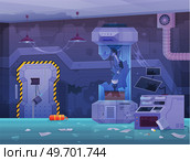 Unsuccessful experiment in research science and technology laboratory. Accident and destruction while scientists experimenting in chemistry lab with explosion of premice, failed exploratory tests. Unsuccessful experiment in research science and technology laboratory, failed exploratory tests. Стоковая иллюстрация, агентство Ingram Publishing / Фотобанк Лори