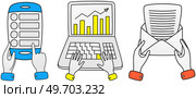 Interaction with different electronic devices. Computer, smartphone, personal laptop. Information and media output equipment, modern gadgets. Sending letters and information with PC and mobile phone. Interaction with different electronic devices. Sending letters, information with PC and mobile phone. Стоковая иллюстрация, агентство Ingram Publishing / Фотобанк Лори