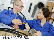 female mechanic with wrench. Стоковое фото, агентство Ingram Publishing / Фотобанк Лори