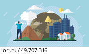 Climate change and global warming concept. Save the planet. World environment day. Earth day. Sustainable lifestyle and climate change problem. Global warming. Drought effect. Biodiversity. Climate change and global warming concept. Save the planet. World environment day. Earth day. Стоковая иллюстрация, агентство Ingram Publishing / Фотобанк Лори