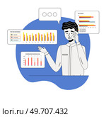 Businessman with laptop working with finance, funds and profit growth, talking on phone. Accumulating and collecting money. Savings, investor work with statistics, business planning, strategy. Businessman with laptop working with finance, funds and profit growth, investor talking on phone. Стоковая иллюстрация, агентство Ingram Publishing / Фотобанк Лори