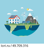 Solar cell panels. Solar battery, solar panel. Renewable alternative energy concept with glowing low poly panel. Windmill and solar panel. Wind and li-ion electricity. Renewable alternative energy. Windmill and solar panel. Wind and li-ion electricity. Renewable alternative energy. Стоковая иллюстрация, агентство Ingram Publishing / Фотобанк Лори