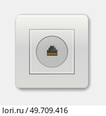 Realistic socket. Internet socket vector illustration. Adapters. Isolated electrical equipment wall for internet cable. Registered jack standard socket for RJ45. Ac adapters for electrical appliances. Registered jack standard socket for RJ45. Ac adapters for electrical appliances. Стоковая иллюстрация, агентство Ingram Publishing / Фотобанк Лори