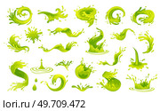 Green juice or water or oil splash. River splashes, green waves, spray, spill, dripping water drops. Lime, mojito realistic flow vector illustration. Green tea water splash expose set, aloe juice drop. Green juice or water or oil splash. River splashes, green waves, spray, spill, dripping water drops. Стоковая иллюстрация, агентство Ingram Publishing / Фотобанк Лори