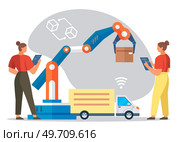 Automation business. Vector illustration. Reach target audience with content generation for online platform Modern logistics center Machine learning line Smart home controlled Mechanical technology. Reach target audience with content generation for online platform Modern logistics center. Стоковая иллюстрация, агентство Ingram Publishing / Фотобанк Лори