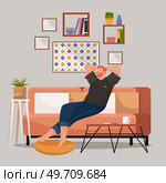 Home office. Interior vector illustration. Work from home. The room serves as a versatile workspace for various tasks Workspace is carefully designed to enhance efficiency and creativity Furniture in. Home office. Work from home. Workspace designed to adapt to changing work needs and preferences Furniture in office area. Стоковая иллюстрация, агентство Ingram Publishing / Фотобанк Лори