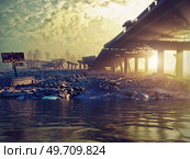 Sunset apocalypse landscape. 3d illustration concept. Стоковое фото, агентство Ingram Publishing / Фотобанк Лори