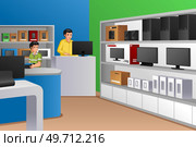 A vector illustration of Family Owned Electronic Store. Стоковая иллюстрация, агентство Ingram Publishing / Фотобанк Лори