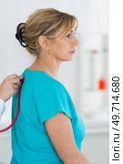 lung sounds auscultation with stethoscope. Стоковое фото, агентство Ingram Publishing / Фотобанк Лори
