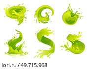 Water and juice splash liquide. Vector Illustration. A water splash, green natures power and grace Fresh juice splashed, colourful burst of freshness in air A wave shape, mesmerising pattern. Water and juice splash liquide. A spill shape, testament to unpredictable beauty of chaos A water splash, sudden green. Стоковая иллюстрация, агентство Ingram Publishing / Фотобанк Лори