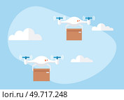Delivery service with copter, shipping parcel package. Transportation of goods using flying copter. Future technologies online delivery of boxes. Helicopter, quadcopter with box smart urban logistics. Helicopter, quadcopter for smart urban logistics. Delivery service with copter, shipping parcels. Стоковая иллюстрация, агентство Ingram Publishing / Фотобанк Лори