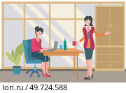 Office workers. Vector illustration. A worker employee demonstrates professionalism and integrity in their work An office manager fosters positive and inclusive work culture A business person builds. Office workers. In team meeting, feedback shared and constructive discussions take place Office workers maintain. Стоковая иллюстрация, агентство Ingram Publishing / Фотобанк Лори