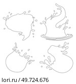 Water and juice splash liquide. Black doodle line. A drop shape, simple yet profound symbol of liquidity A dripped droplet, silent player in theater of fluid dynamics A spill shape, unexpected. Water and juice splash liquide. A dripped droplet, moment frozen in dance of fluid motion A spill shape, chaotic canvas. Стоковая иллюстрация, агентство Ingram Publishing / Фотобанк Лори