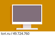 Desktop computer with blank gray widescreen display and monitor Office equipment isolated. Modern digital device, electronic means of communications. Monitor screen at workplace. Desktop computer with widescreen display and mouse. Monitor, office equipment at workplace. Стоковая иллюстрация, агентство Ingram Publishing / Фотобанк Лори