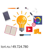 Burning light bulb as symbol of new idea, business solution or innovation to solve problem, enable knowledge or creativity, toggle lightbulb idea invention. Successful achievements and introductions. Burning light bulb as symbol of new idea, business solution or innovation to solve problem. Стоковая иллюстрация, агентство Ingram Publishing / Фотобанк Лори
