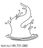 Water and juice splash liquide. One line stroke outline vector Illustration A dripped droplet, solitary actor in play of liquids A spill shape, unscheduled painting etched by accident A water splash. Water and juice splash liquide. A spill shape, abstract artists delight born from accident A water splash, fleeting. Стоковая иллюстрация, агентство Ingram Publishing / Фотобанк Лори