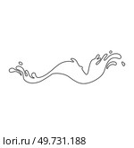 Water and juice splash liquide. One line stroke outline vector Illustration A wave shape, beautiful echo of oceans song A drop shape, humble manifestation of liquid state A dripped droplet, solitary. Water and juice splash liquide. A dripped droplet, micro tale of gravity and surface tension A spill shape, abstract. Стоковая иллюстрация, агентство Ingram Publishing / Фотобанк Лори