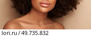 Beauty portrait of African American girl with afro hair. Beautiful black woman. Cosmetics, makeup and fashion. Стоковое фото, агентство Ingram Publishing / Фотобанк Лори