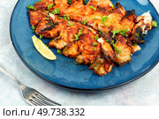 Roasted fillets of mackerel fish. Fried mackerel fish.. Fried, grilled or baked mackerel or scomber. Стоковое фото, агентство Ingram Publishing / Фотобанк Лори