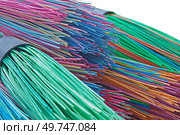 Разноцветные пластиковые метлы на белом фоне. Colorful plastic brooms on white background. Стоковое фото, фотограф Татьяна Д / Фотобанк Лори