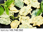 Breaded nettle or battered nettle. Spring greens appetizer. Healthy food.. Breaded nettle or battered nettle. Стоковое фото, агентство Ingram Publishing / Фотобанк Лори