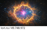 Stunning celestial display of a star's death in vibrant colors captured in deep space. Стоковое AI-изображение, AI-художник Михаил Коханчиков / Фотобанк Лори