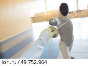 close up of woman during fencing training. Стоковое фото, агентство Ingram Publishing / Фотобанк Лори