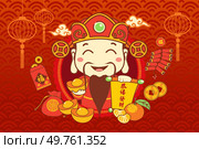 A vector illustration of Chinese Lunar New Year Theme Greeting Card Wallpaper. Стоковая иллюстрация, агентство Ingram Publishing / Фотобанк Лори