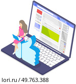 Social media. Vector illustration. Social media platforms serve as hubs for communities to connect and interact Discussions on social media platforms encourage meaningful exchanges Corporations. Social media. Social media connections facilitate community building and engagement. Редакционная иллюстрация, агентство Ingram Publishing / Фотобанк Лори