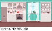 Kitchen vector illustration. Culinary delights thrive in kitchens where clean and stylish decor takes center stage The architecture kitchen plays crucial role in daily culinary experiences Culinary. Kitchen. Cookers and appliances bring modern touch to traditional kitchen concept. Стоковое фото, агентство Ingram Publishing / Фотобанк Лори