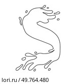 Water and juice splash liquide. One line stroke outline vector Illustration A drop shape, minimalist representation of liquid in motion A dripped droplet, microscopic glimpse into world of fluids. Water and juice splash liquide. A wave shape, timeless symbol of seas restless spirit A drop shape, subtle hint at. Стоковая иллюстрация, агентство Ingram Publishing / Фотобанк Лори