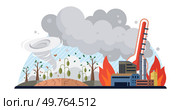 Global warming vector illustration. Global warming metaphor is mural, each stroke telling tale humanitys influence on environment Ecology, sentinel environment, watches over unfolding drama global. Global warming. Environmental problems, dark clouds looming over horizon, cast shadows on ecologys future. Стоковая иллюстрация, агентство Ingram Publishing / Фотобанк Лори