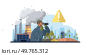 Air pollution vector illustration. Emission reduction is sword drawn against invading forces air pollution Natures tears fall as we pollute air, lifeblood our fragile ecosystem The air pollution. Air pollution. Emission control is guardian angel shielding our atmosphere from devil pollution. Стоковая иллюстрация, агентство Ingram Publishing / Фотобанк Лори