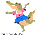 Animal music vector illustration. Join musical festivities as orchestra creatures performs with glee Happy animals celebrate in joyful music festival, creating magical atmosphere. Crocodile dancing. Animal music. An animal music metaphor transforms ordinary into magical fairy tale. Crocodile dancing. Стоковая иллюстрация, агентство Ingram Publishing / Фотобанк Лори