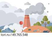 Waste pollution vector illustration. Landfills are common method waste disposal, but they can lead to soil and water contamination The waste pollution metaphor highlights destructive impact. Waste pollution. The waste pollution metaphor highlights destructive impact irresponsible waste disposal. Стоковая иллюстрация, агентство Ingram Publishing / Фотобанк Лори