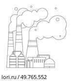 Factories vector illustration. Industrial buildings, monuments innovation, house treasures technological advancement Air pollution, discordant note in symphony progress, challenges environmental. Factories. Air pollution becomes haunting melody, sung by hazardous emissions industrial processing. Стоковая иллюстрация, агентство Ingram Publishing / Фотобанк Лори