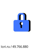 A simple padlock icon symbolizing security, protection, and privacy. Used in tech, cybersecurity, online protection, and data privacy illustrations. Clean vector design in blue and black.. Padlock icon with simple design, symbolizing security, protection, and privacy. Tech and safety concepts. Стоковая иллюстрация, агентство Ingram Publishing / Фотобанк Лори