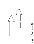Three arrows pointing up symbolize progress, growth, improvement. Applicable in analytics, growth strategies, productivity enhancement, goal setting, success representation.. Three upward-pointing black arrows indicate growth or progress in different aspects of a system. Стоковая иллюстрация, агентство Ingram Publishing / Фотобанк Лори