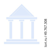 Blue outline of a classical building with four columns and a triangular roof. Ideal for themes like education, finance, law, history, and government. Clean, minimalist vector design on a white. Simplified Outline of Classical Building with Columns and Triangle Roof Structure. Стоковая иллюстрация, агентство Ingram Publishing / Фотобанк Лори