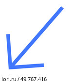 Simple blue arrow pointing diagonally to the lower left. Ideal for navigation, direction, instructions, maps, and logistics. Minimalist, modern vector.. Blue Downward Left Arrow Representing Directional Movement and Navigation. Стоковая иллюстрация, агентство Ingram Publishing / Фотобанк Лори