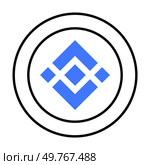 Binance blue geometric diamond shapes arranged symmetrically within two concentric black circles. Ideal for logo design, branding, blockchain technology, digital currency, fintech, and modern design.. Binance Blue Geometric Shapes Enclosed in Double Circle Outline with Minimalist Design. Стоковая иллюстрация, агентство Ingram Publishing / Фотобанк Лори