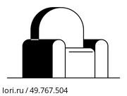 Simple, elegant armchair with a half-circle backrest in black and white tones. Ideal for interior design, modern furniture, minimalist decor, architecture, home comfort. Geometric simplicity style.. Modern Minimalist Black and White Armchair Design Perfect Balance of Form and Function. Стоковая иллюстрация, агентство Ingram Publishing / Фотобанк Лори