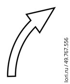 Simple curved arrow pointing up-right with a black outline on white background. Ideal for business, navigation, growth, progress, direction. Minimalist vector style.. Upward Curved Arrow with Simple Black Outline. Стоковая иллюстрация, агентство Ingram Publishing / Фотобанк Лори