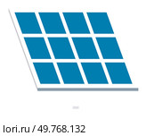 Blue solar panel with twelve squares, symbolizing renewable energy and sustainability. Ideal for clean energy, sustainable living, technology, environmental awareness, innovation. Minimalist style. Solar Panel Representation Clean Energy Source in Modern Design. Стоковая иллюстрация, агентство Ingram Publishing / Фотобанк Лори