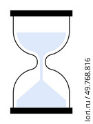 Traditional hourglass with blue sand. Ideal for time management, patience, deadlines, procrastination, and mindfulness. Simple, clean design. Vector illustration.. Hourglass with Sand Flowing Down, Symbolizing Time Management and Patience in a Simple Design. Стоковая иллюстрация, агентство Ingram Publishing / Фотобанк Лори