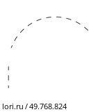 Black dotted curved line with minimalist style on a white background. Ideal for design simplicity, geometric shapes, abstract art, modern decor, and educational purposes. Simple and clean style.. Dotted Curved Line in Minimalist Style, Black on White Background with Simple Design. Стоковая иллюстрация, агентство Ingram Publishing / Фотобанк Лори