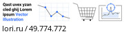 A declining line chart, a shopping cart, and a sales chart indicate business analytics, e-commerce performance, and market trends. Ideal for business, finance, e-commerce, data analytics. Business Growth and Analytics with Shopping Cart and Sales Chart. Стоковая иллюстрация, агентство Ingram Publishing / Фотобанк Лори