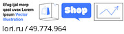 Three parts depict a web interface with text, a blue shop speech bubble, and a rising graph. Ideal for e-commerce web design online business product marketing sales analytics. Banner for landing page. Online Shopping with Analytics and Product Images in Blue and White Design for E-commerce Websites. Стоковая иллюстрация, агентство Ingram Publishing / Фотобанк Лори